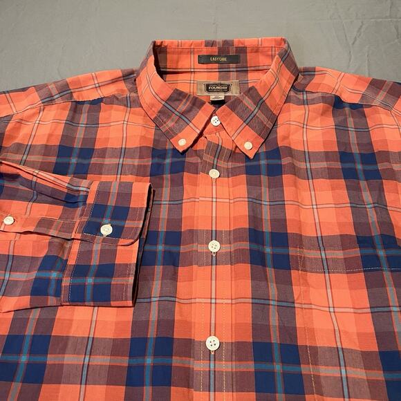 The Foundry Men’s Easy Care 3XL Plaid long sleeve Button down Shirt - Picture 1 of 8